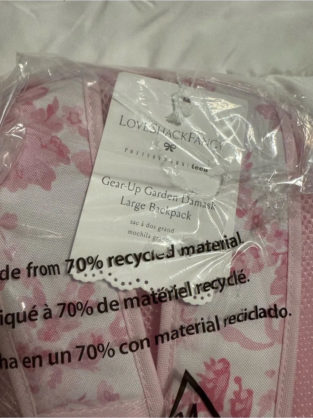 Pottery Barn Teen Pink Floral Monogram Backpack
